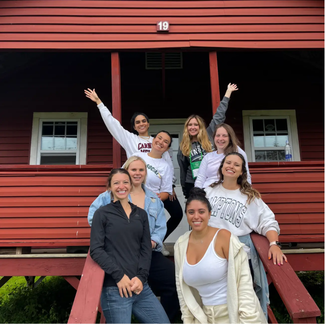 happy group of women posing together