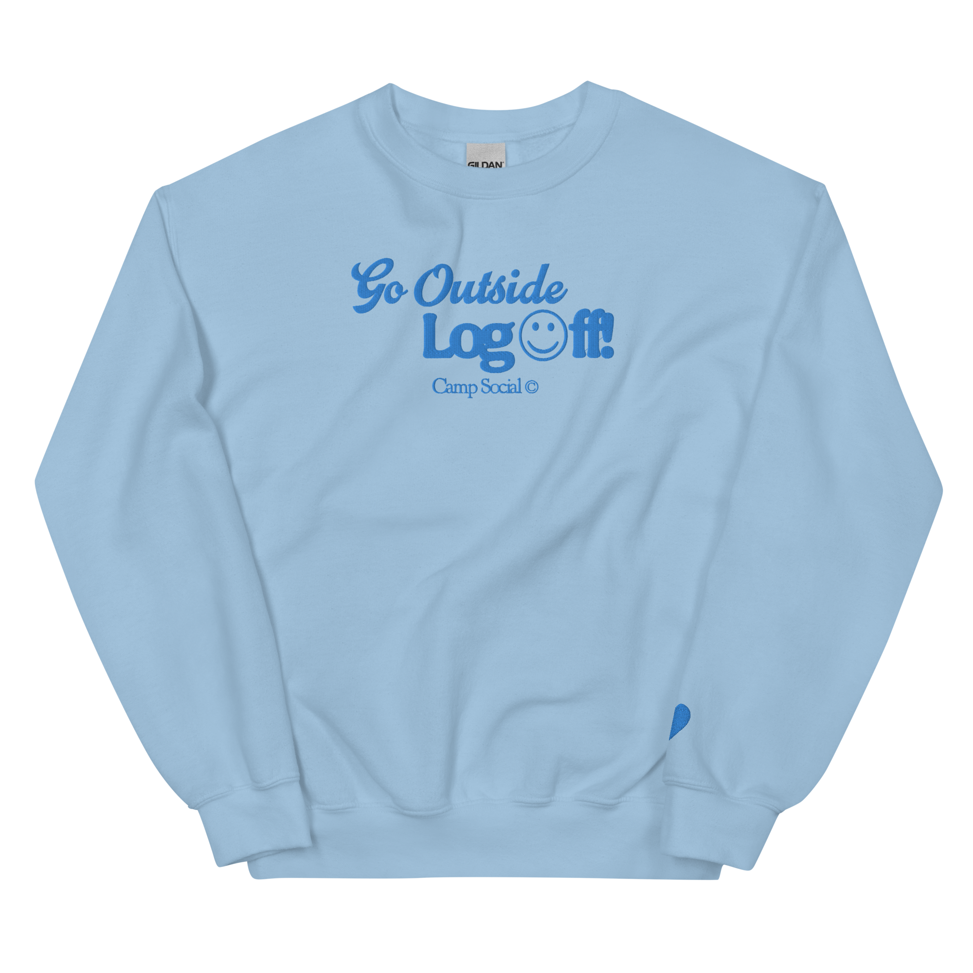 'Go Outside, Log Off!' Crewneck - Baby Blue