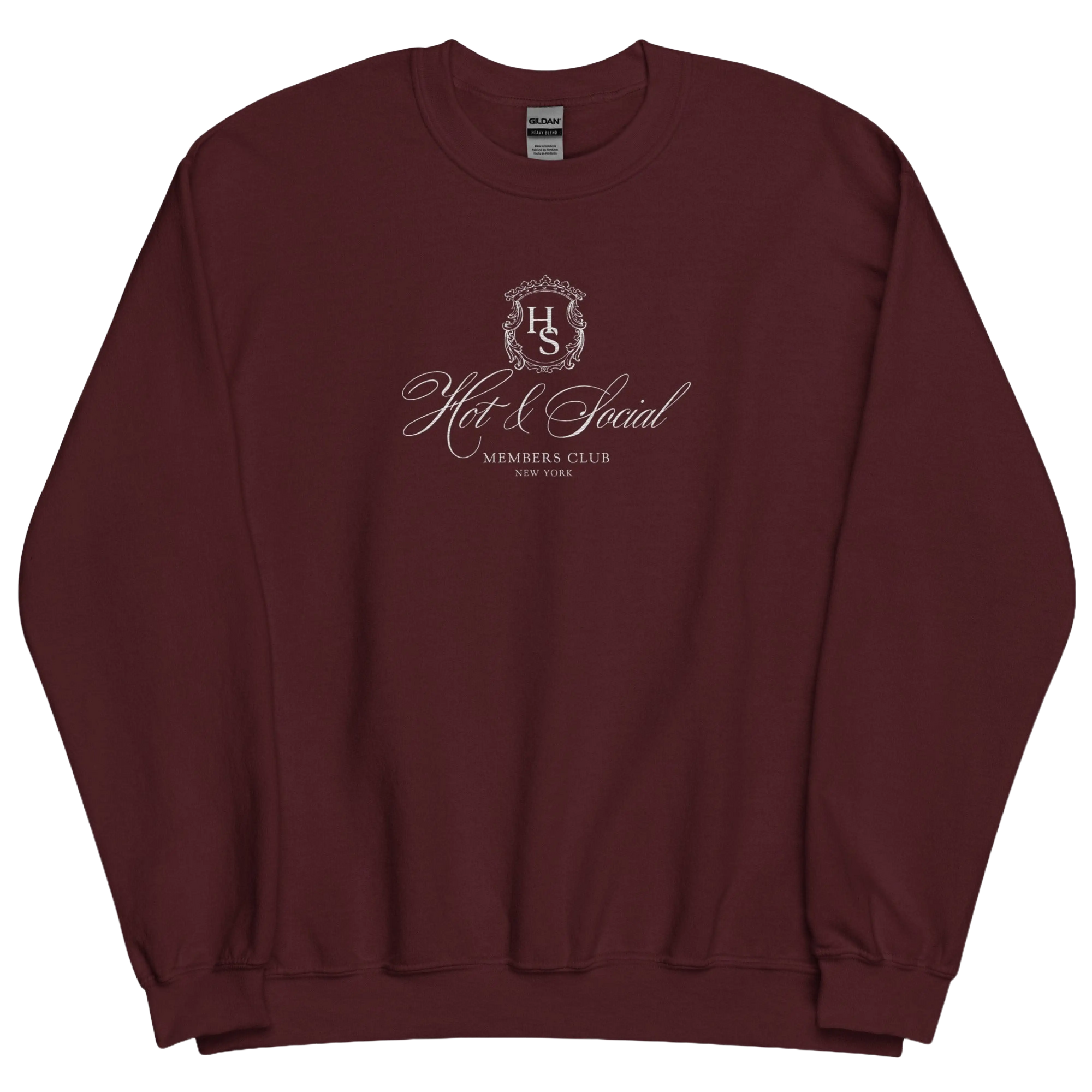 'Hot & Social Members Club' Crewneck - Maroon