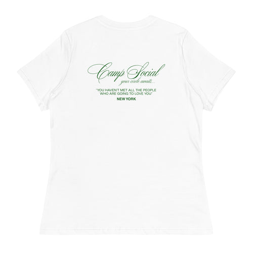 'Camp Social' Women's Tee - White / Green